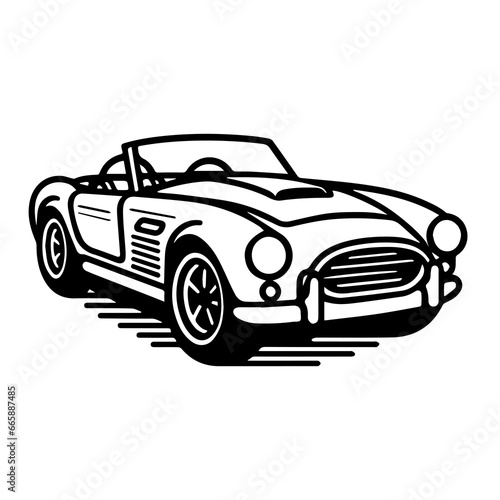 A single-color vector PNG logo on a transparent background, capturing the essence of a convertible car with a clear and defined outline