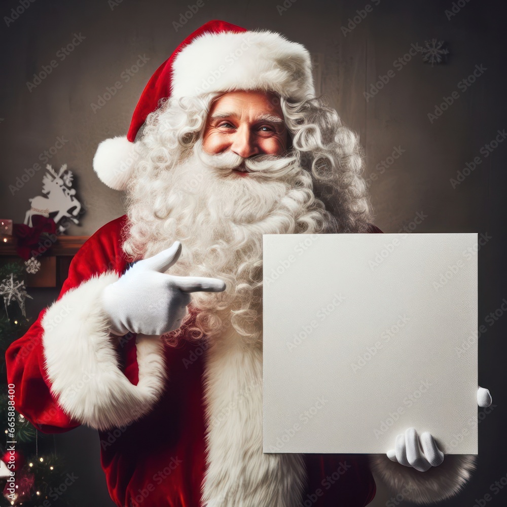 santa claus holding a sign for copyspace generative ai santa claus holding a sign for copyspace generative ai