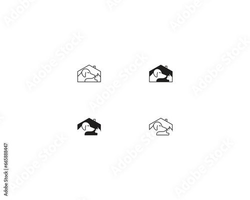 Dog and cat logo design template vector, line of pet logo design suitable for pet shop, store, cafe, business, hotel, veterinary clinic, Domestic animal vector illustration logotype, sign or symbol