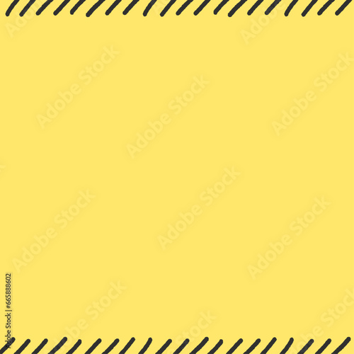 黄色の背景に手書きの黒の斜線のシンプルなフレーム - 警告･危険･防災のイメージ素材 - 正方形