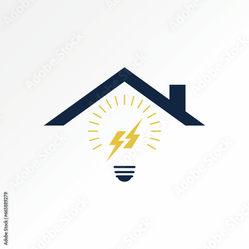 Logo design graphic concept creative abstract premium vector stock sign roof house and light thunder. Related to property installation electric power