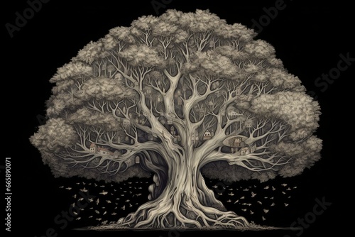 An illustration of a tree symbolizing the human brain and the incredible potential of our thoughts. Generative AI