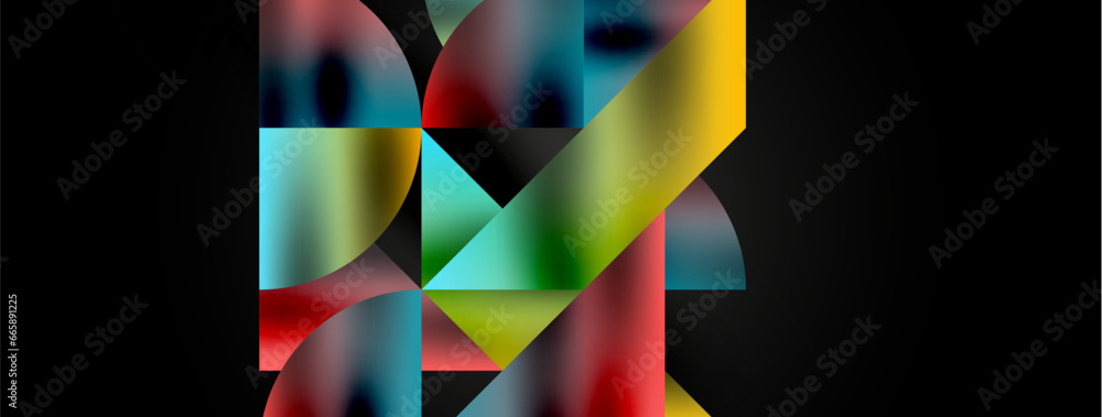 Mosaic pattern composition featuring harmonious interplay of triangles, lines, and round elements, creating a visually engaging and dynamic design for posters, covers, banners, brochures, websites Mosaic pattern composition featuring harmonious interplay of triangles, lines, and round elements, creating a visually engaging and dynamic design for posters, covers, banners, brochures, websites