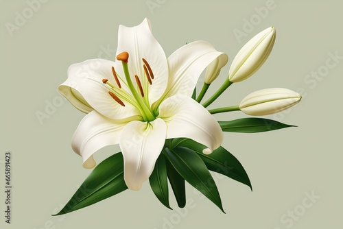 realistic white lily isolated on background. Generative AI
