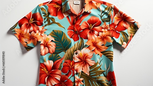 a Hawaiian aloha shirt with vibrant floral patterns and a transparent background in PNG format.