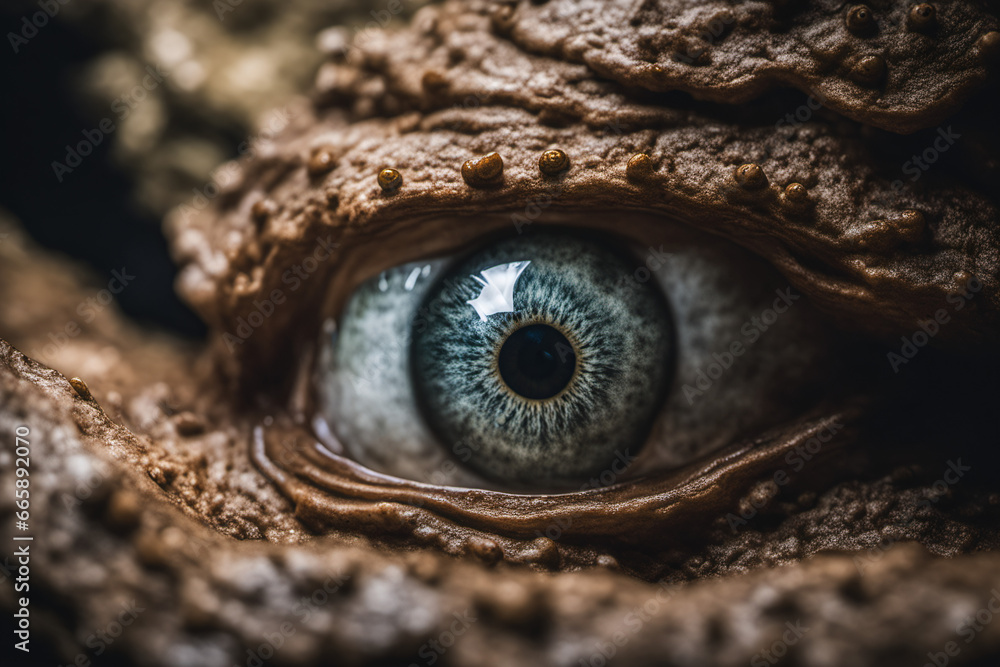 The gaze of strange eyes in the depths of a mysterious cave, creature eyeball The gaze of strange eyes in the depths of a mysterious cave, creature eyeball