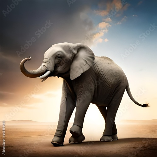 elephant at sunset