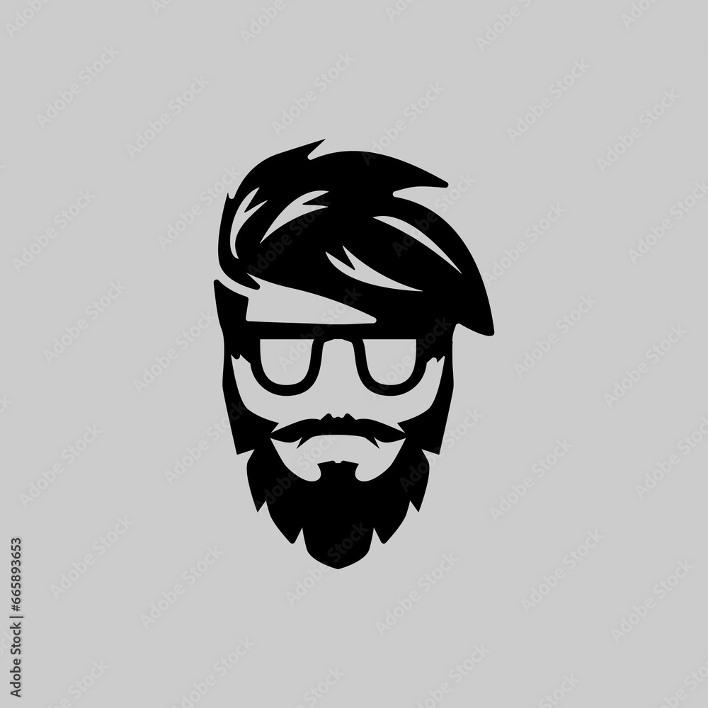 Bearded man, man face vector logo template.