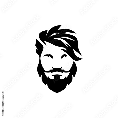 Bearded man, man face vector logo template.