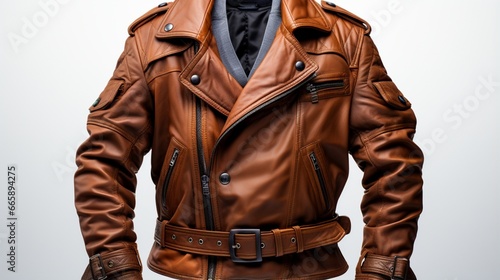 a stylish leather moto jacket with a transparent background in PNG format. © Shamsher