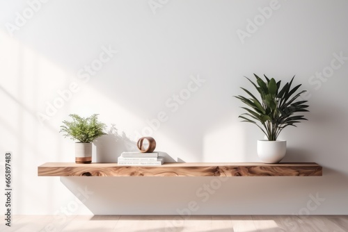 racks display with white vase with flowers