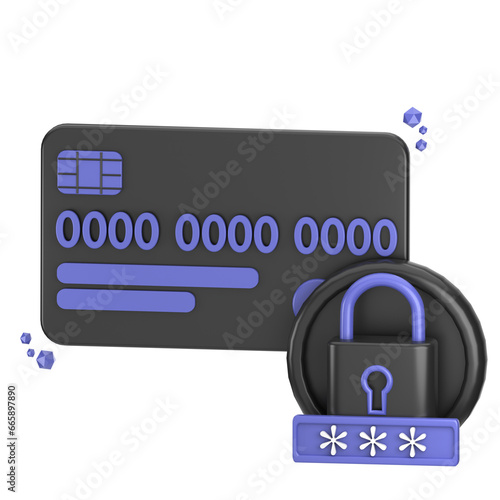 3d icon Credit Card Security Code, 3d illustration, 3d element, 3d rendering.