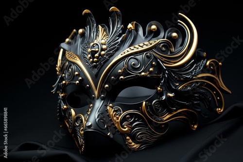 black carnival mask. Generative AI © Isannah