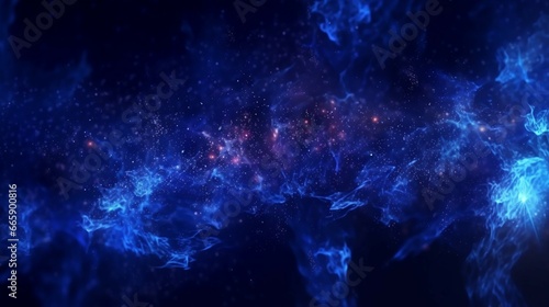 Dark blue and glow particle abstract background generative ai