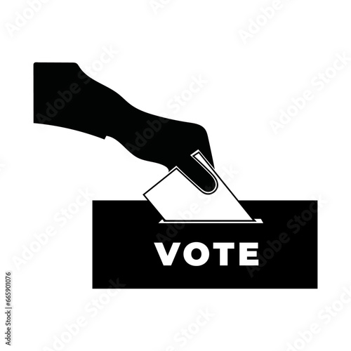 Icono vector ilustracion blanco y negro vota en las elecciones 