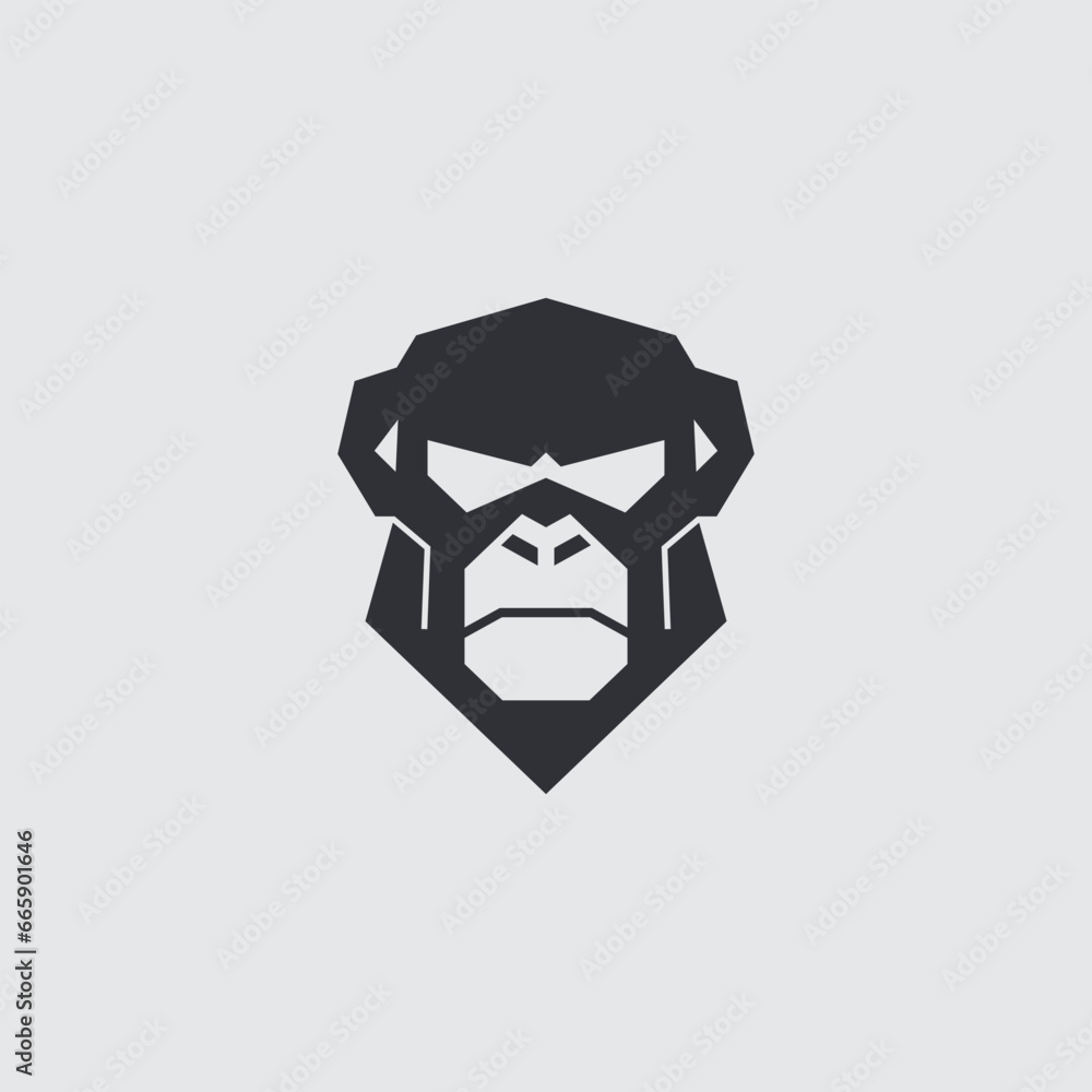 Cute simple apes monkey face head logo vector isolated on white background Cute simple apes monkey face head logo vector isolated on white background