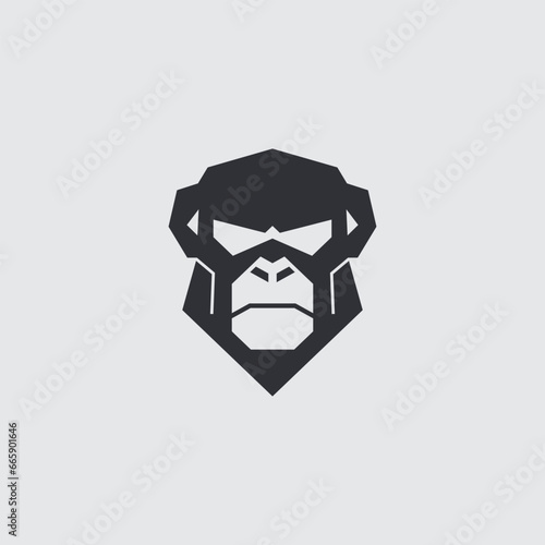 Cute simple apes monkey face head logo vector isolated on white background
