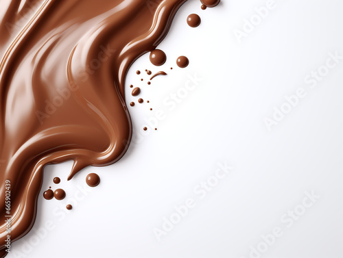 Chocolate melt on white background.