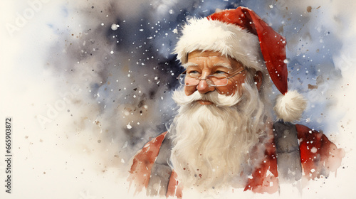  Portait of Santa Claus, Watercolor Santa Claus, Santa Claus on a White Background © Nurple Art