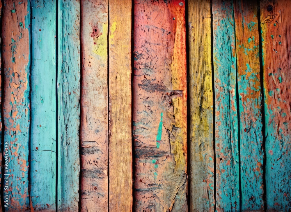 Old grungy colorful wood background. AI Generated. Old grungy colorful wood background. AI Generated.