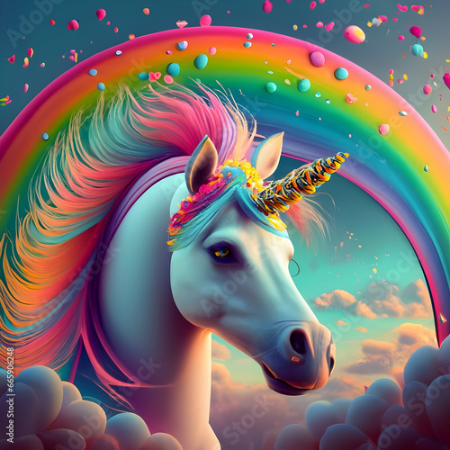 mystical Unicorn rainbow colors  photo