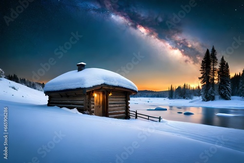 snow covered house