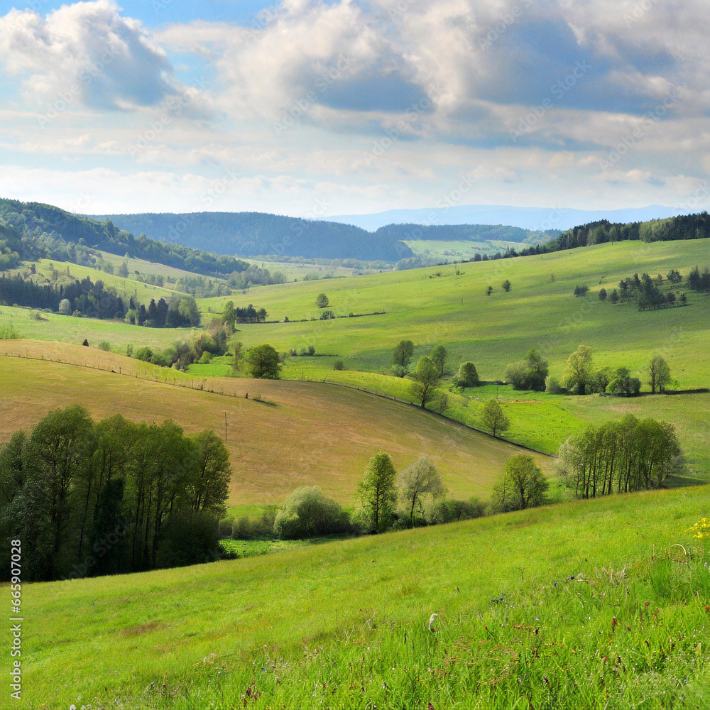 Rolling Hills and Meadows A Picturesque Landscape of Tranquility Rolling Hills and Meadows A Picturesque Landscape of Tranquility
