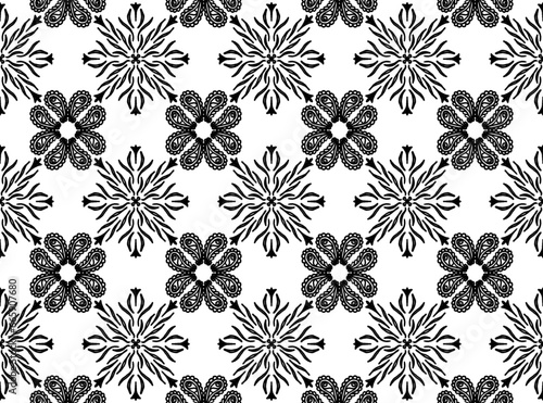floral damask medallion seamless pattern
