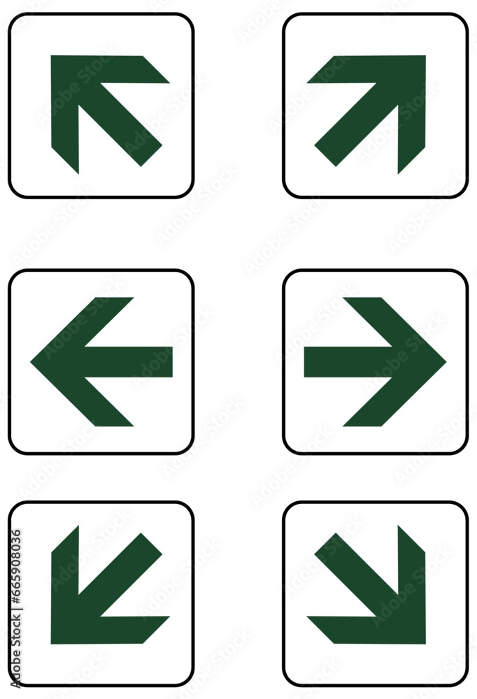 Arrow sign for emergency evacuation Arrow sign for emergency evacuation