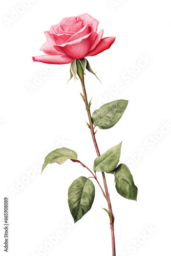 illustration showcasing a romantic single rose bud on a transparent background