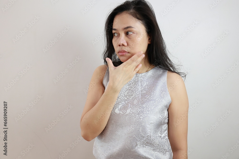 portrait of a person, woman on gray background portrait of a person, woman on gray background