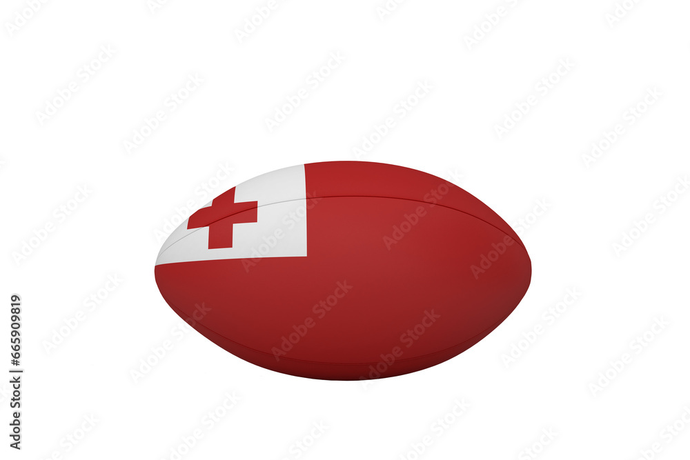 Fototapeta premium Digital png illustration of rugby ball with flag on transparent background