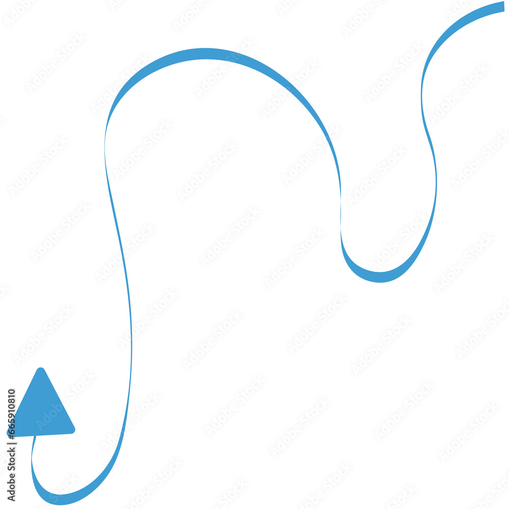 Obraz premium Digital png illustration of blue, long, curved up arrow on transparent background