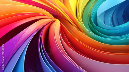 A wallpaper with an abstract background of rainbow-colored waves  Generative AI.