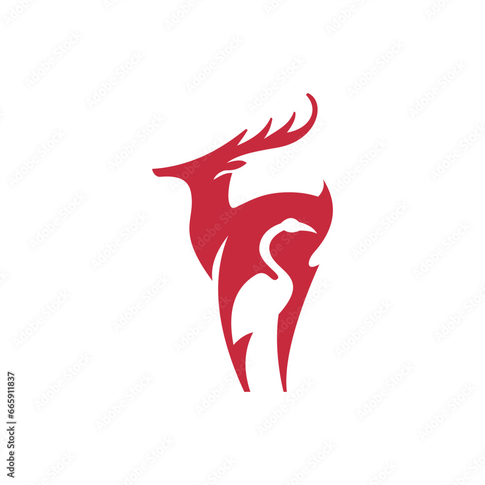The deer logo is combined with a bird The deer logo is combined with a bird