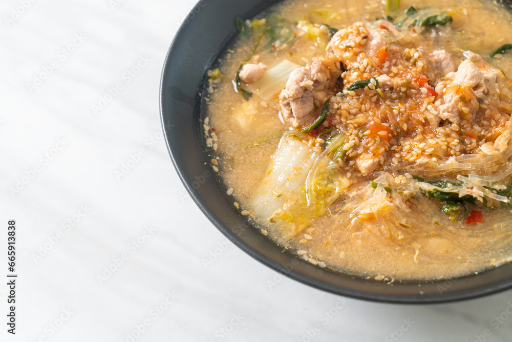 Sukiyaki Soup with Pork in Thai Style