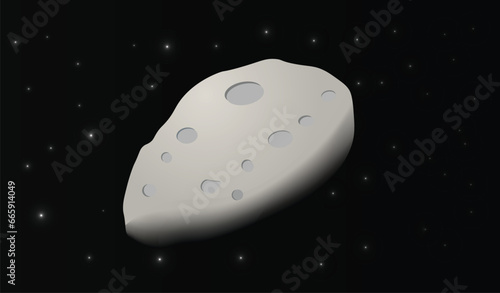 asteroid in space with star vector illustration