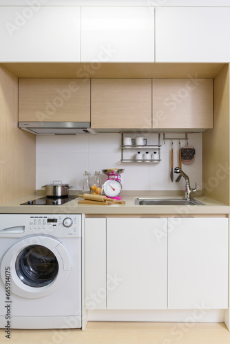 Wallpaper Mural Close up of a kitchen area interior with a cabinet Torontodigital.ca