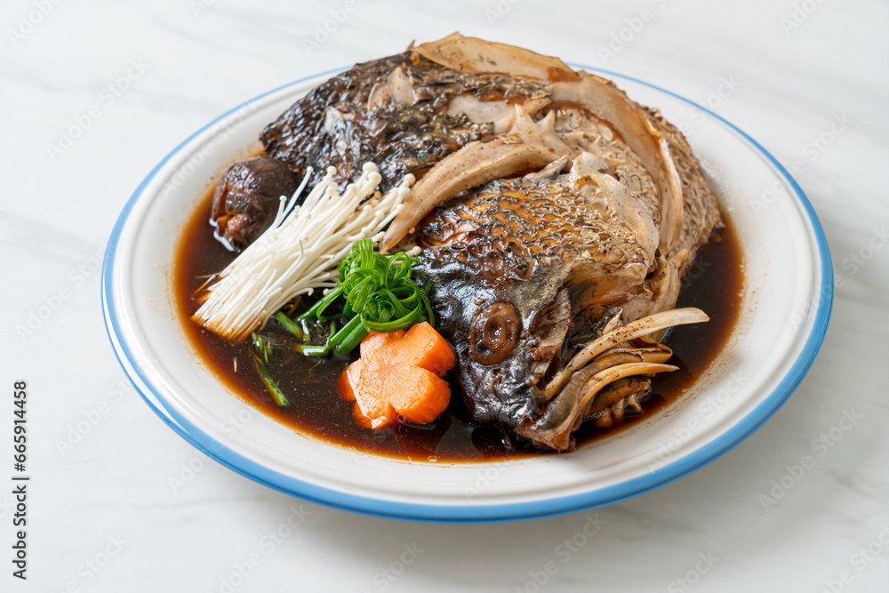 Boiled Fish Head with Soy Sauce