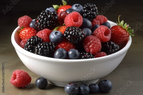 Mixed berries make a wholesome and tasty treat. Generative AI