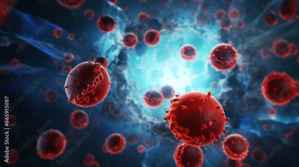 Closeup virus blood cells background. Closeup virus blood cells background.