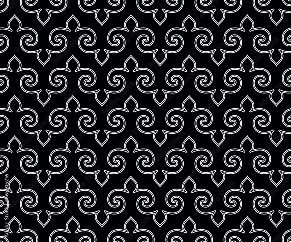 Flower geometric pattern. Seamless vector background. Black and white ornament Flower geometric pattern. Seamless vector background. Black and white ornament