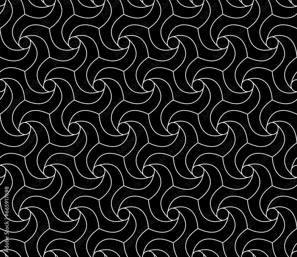 The geometric pattern with wavy lines. Seamless vector background. White and black texture. Simple lattice graphic design