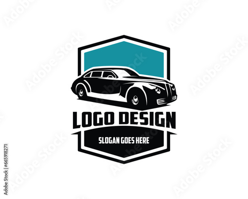 Rolls-Royce Phantom design vector logo. isolated white background shown from the side. best for design stickers, emblems