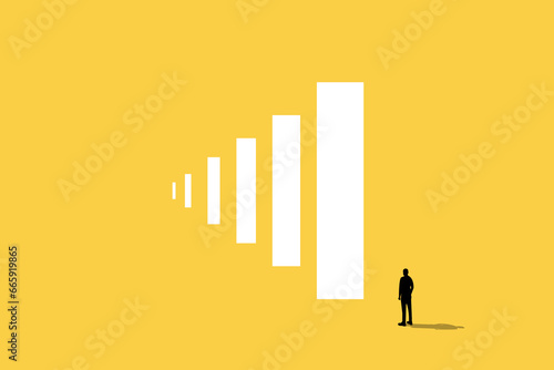 Businessman standing have big ambition. concept of success, opportunity, growth and motivation