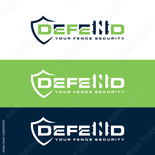 Defend fence logo design typography concept