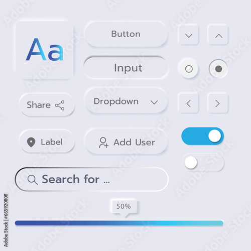 3D Neumorphic Soft UI Design. 3D Bottons.
