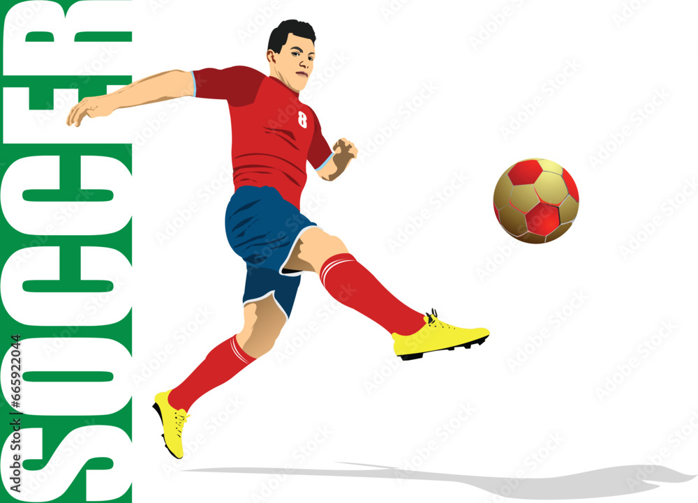  Football (soccer) players. Colored Vector 3d