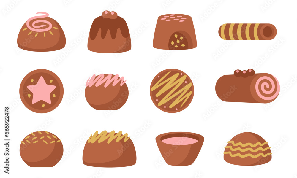Chocolate Cake Illustration Element Set Chocolate Cake Illustration Element Set