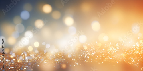 christmas light background ,Gold glitters background. shimmering blur spot lights Bokeh Shiny gold light background generative ai